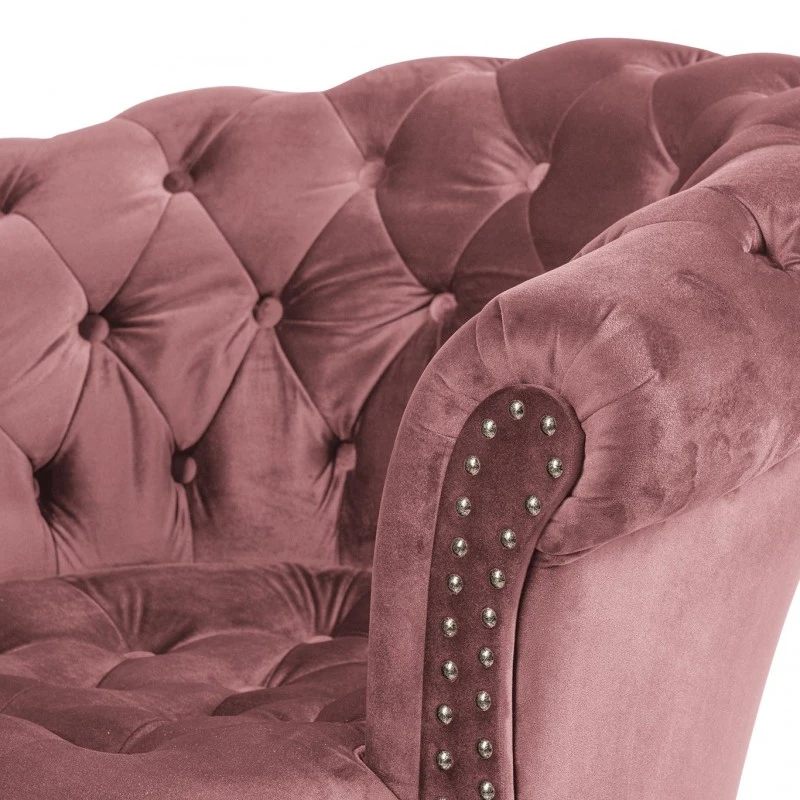 Фотьойл Честърфийлд Людовик, ръждиво розово кадифе